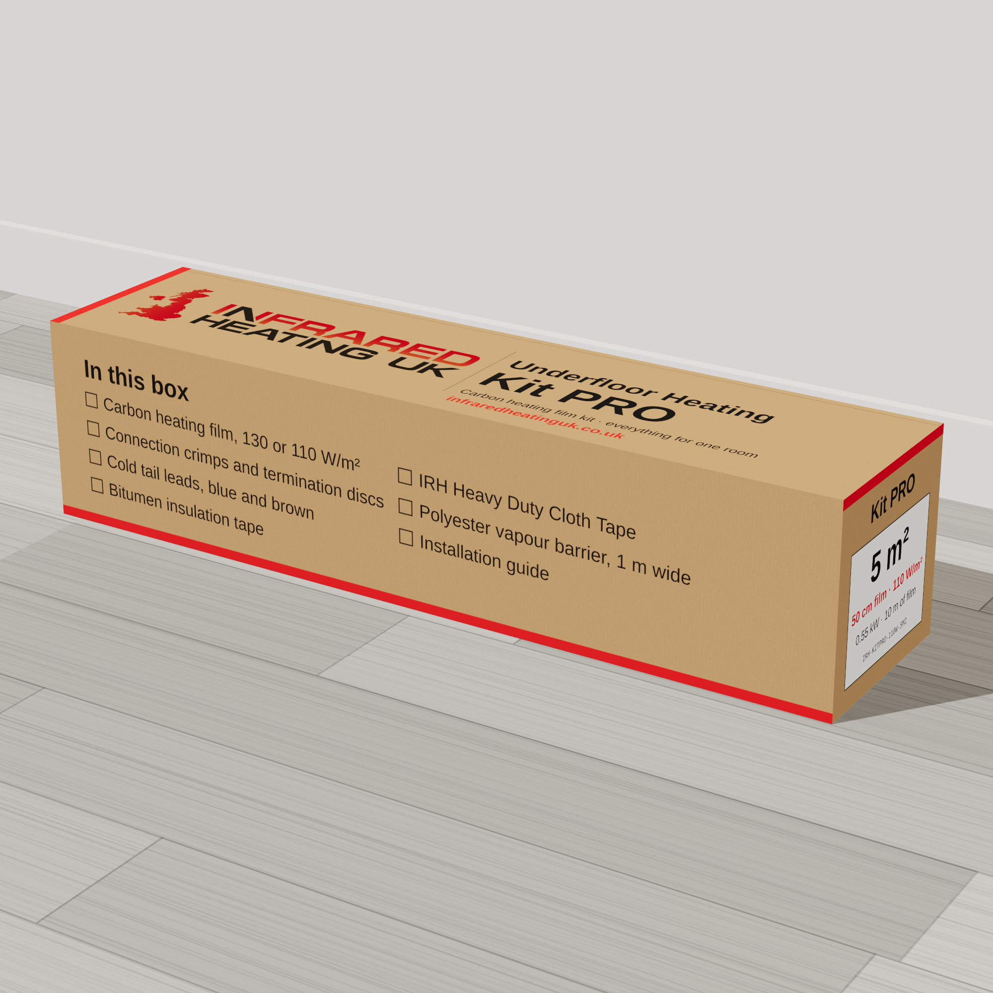 Kit PRO underfloor heating kit box, 5 m², 110 W/m², 50 cm film
